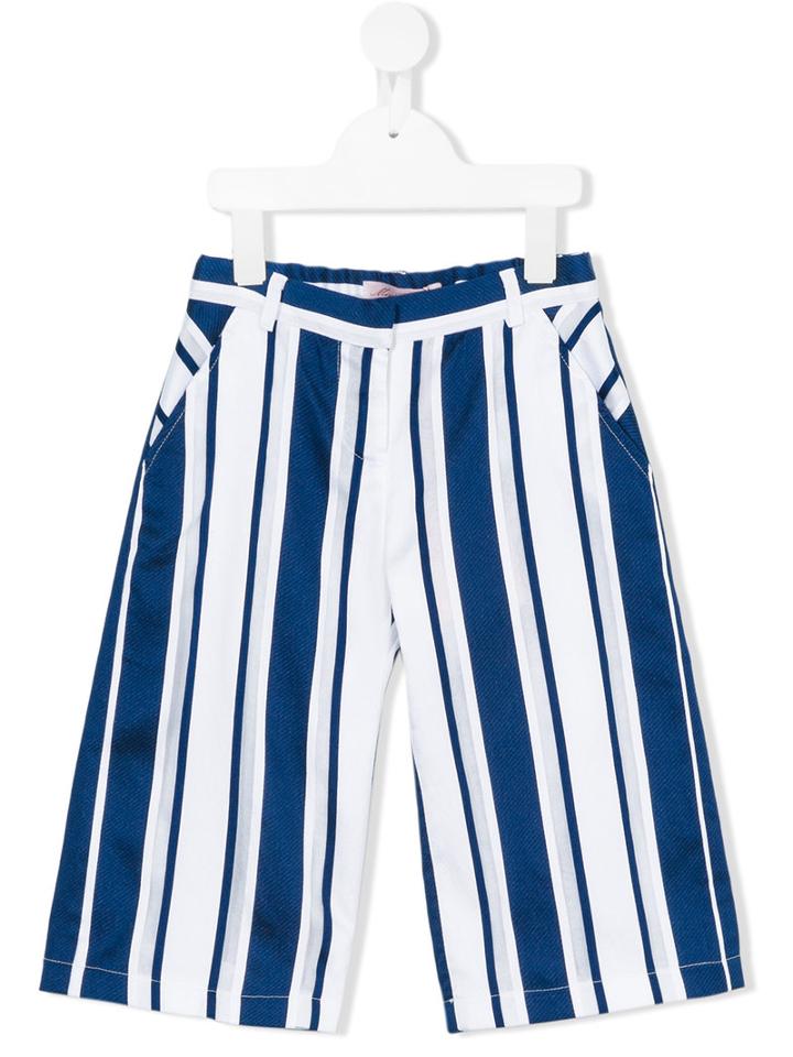 Miss Blumarine - Striped Trousers - Kids - Cotton/polyester - 12 Yrs, White