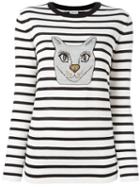 Loewe Striped Cat-embroidered Knitted Top, Women's, Size: Xs, Black, Viscose/wool/metallized Polyester