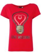 Love Moschino - Logo Print Top - Women - Cotton - 44, Red, Cotton