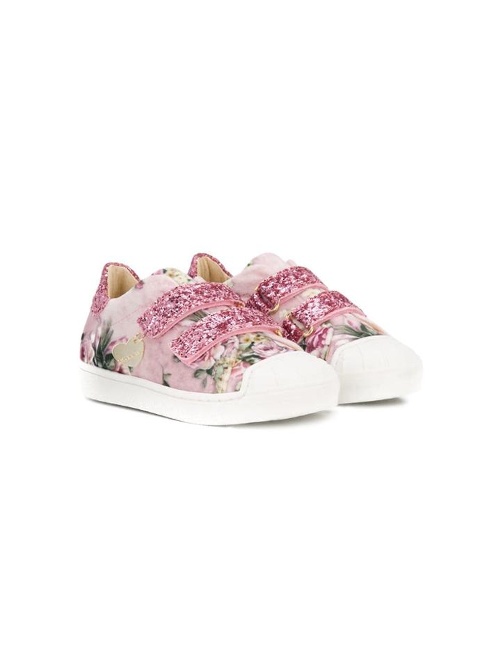 Monnalisa Floral-print Sneakers - Pink