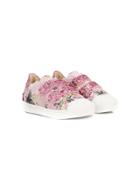 Monnalisa Floral-print Sneakers - Pink