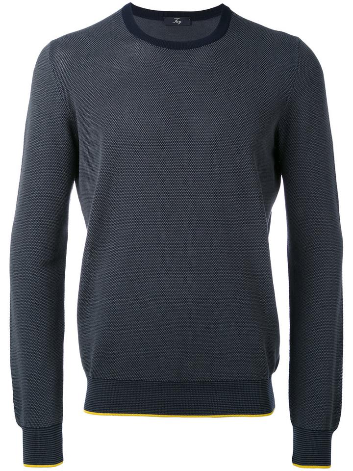 Fay - Spot Knit Crew Neck Sweater - Men - Cotton - M, Blue, Cotton