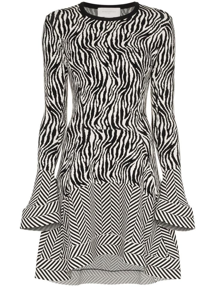 Esteban Cortazar Zebra Print Mini Dress - Black