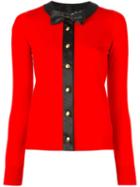 Love Moschino Bow Tie Detail Cardigan, Women's, Size: 42, Red, Polyester/virgin Wool