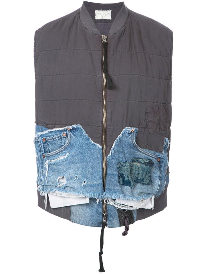Greg Lauren Patchwork Gilet - Grey
