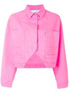 Msgm Cropped Denim Jacket - Pink & Purple