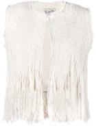 Sea Fringed Knit Vest, Women's, Size: Medium, Nude/neutrals, Silk/cotton/linen/flax/other Fibers