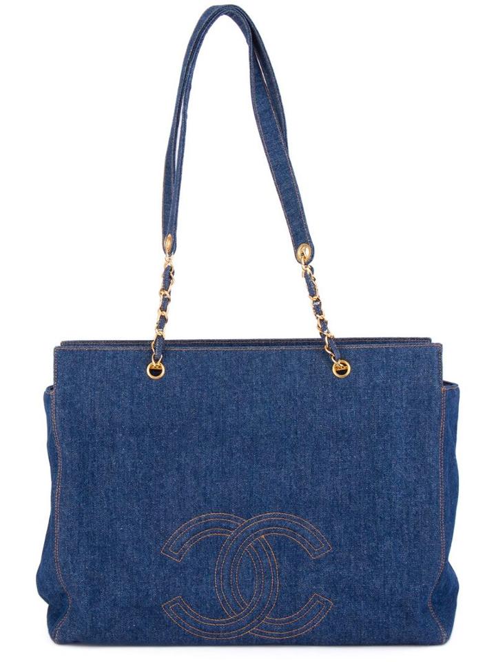 Chanel Pre-owned Jumbo Denim Shopping Bag - Blue