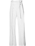 Ann Demeulemeester Belted Wide-leg Trousers, Women's, Size: 38, White, Cotton/linen/flax