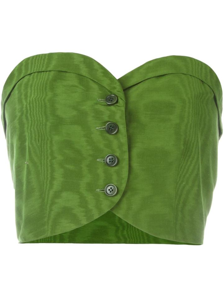 Romeo Gigli Vintage Buttoned Bustier Top - Green