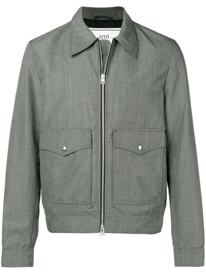 Ami Alexandre Mattiussi Patch Pockets Zipped Jacket - Grey