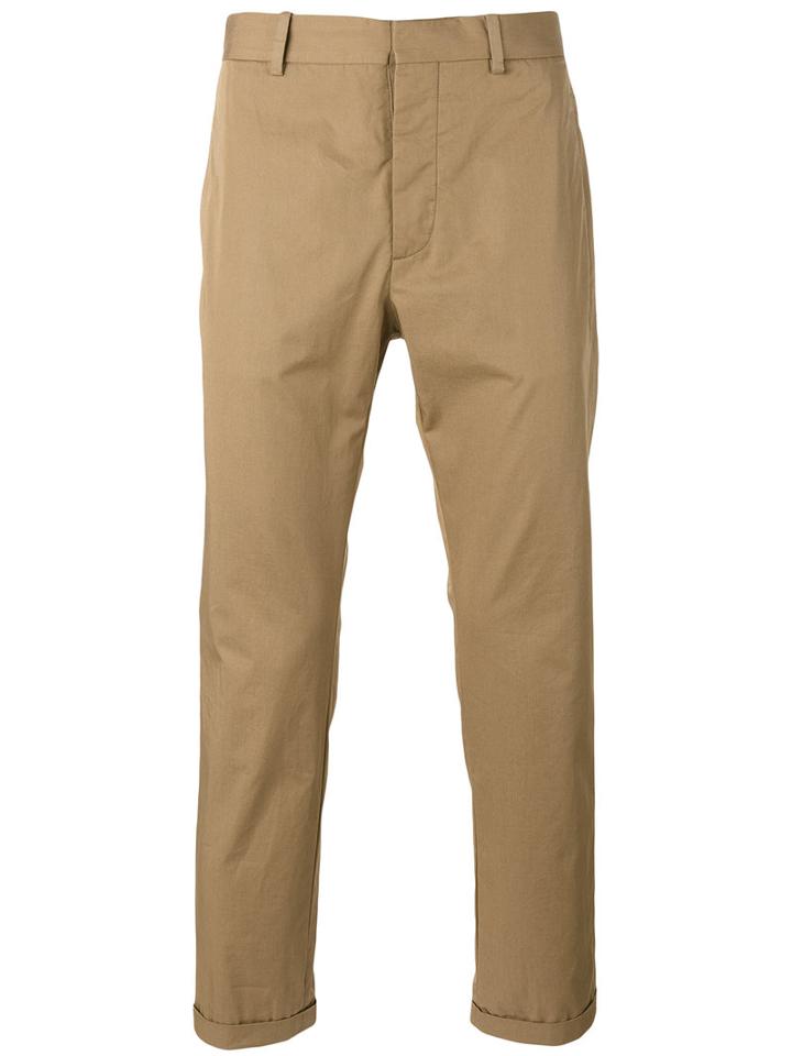 Marni Slim Fit Cropped Chinos, Men's, Size: 48, Brown, Cotton