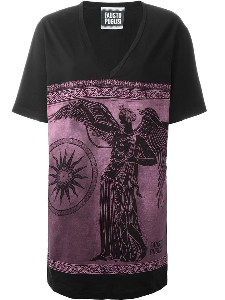 Fausto Puglisi Grecian Print Oversized T-shirt, Women's, Size: 40, Black, Cotton
