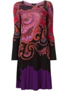 Etro Paisley Print Shift Dress, Women's, Size: 44, Pink/purple, Wool