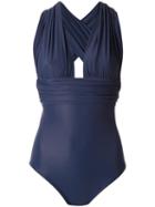Amir Slama - Panelled Swimsuit - Women - Elastodiene - P, Blue, Elastodiene