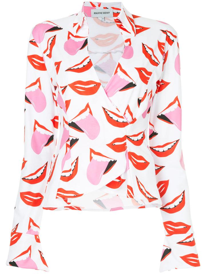 Maxine Beiny Print V-neck Wrap Shirt - White