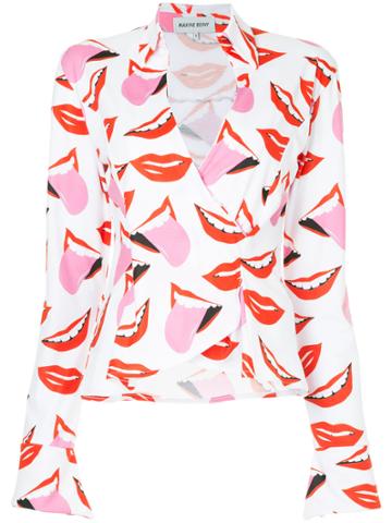Maxine Beiny Print V-neck Wrap Shirt - White