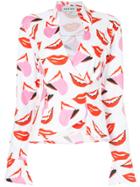 Maxine Beiny Print V-neck Wrap Shirt - White