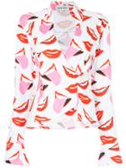 Maxine Beiny Print V-neck Wrap Shirt - White