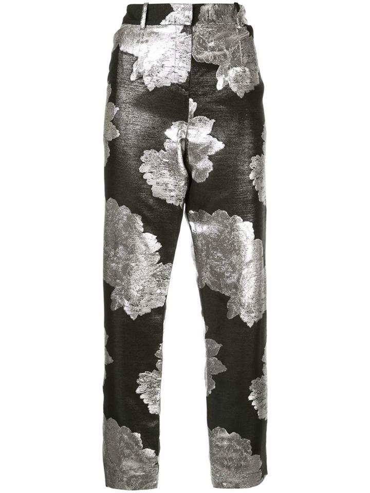 Ingie Paris Floral Metallic Trousers - Black