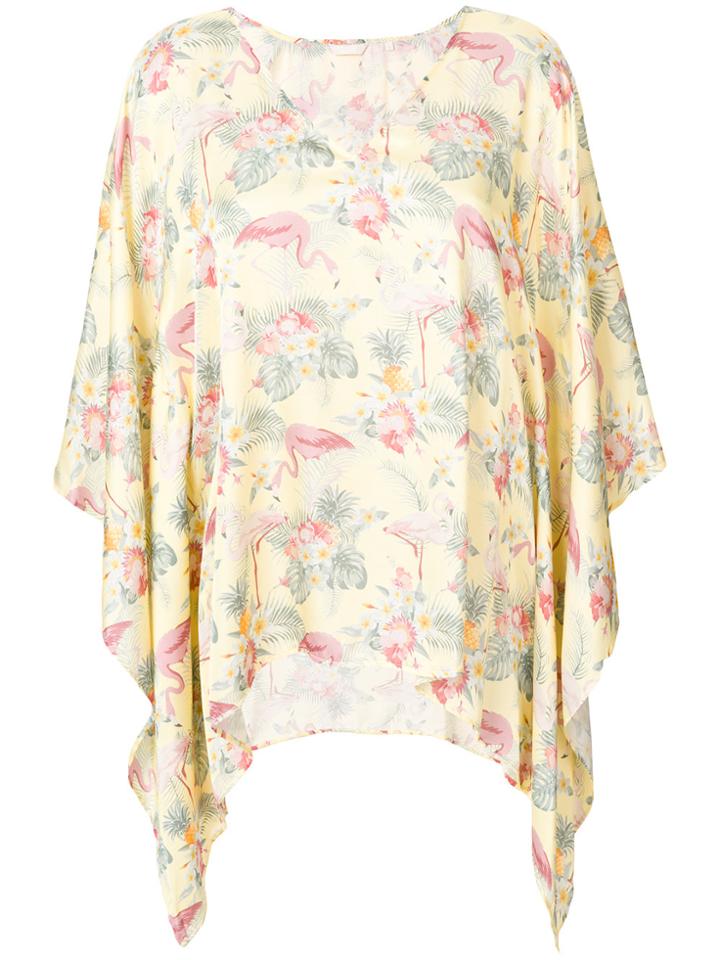 Xacus Clea Flamingo Print Blouse - Yellow & Orange