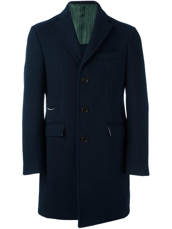 Al Duca D'aosta 1902 Buttoned Mid-length Coat, Men's, Size: 52, Blue, Polyamide/acetate/viscose/wool