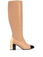 Casadei Knee High Cap Toe Boots - Brown