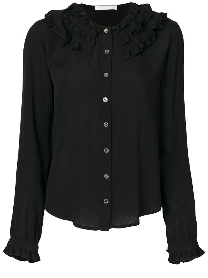 Peter Jensen Buttoned Detail Frill Shirt - Black