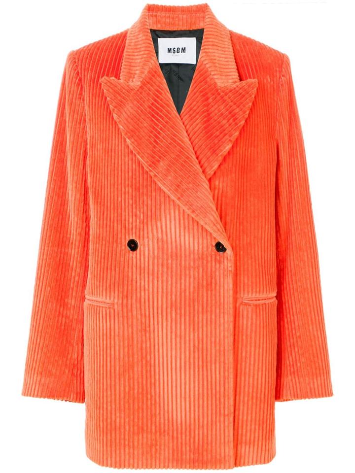 Msgm Long Corduroy Blazer - Orange