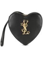 Saint Laurent 'love Heart' Clutch, Women's, Black, Nappa Leather