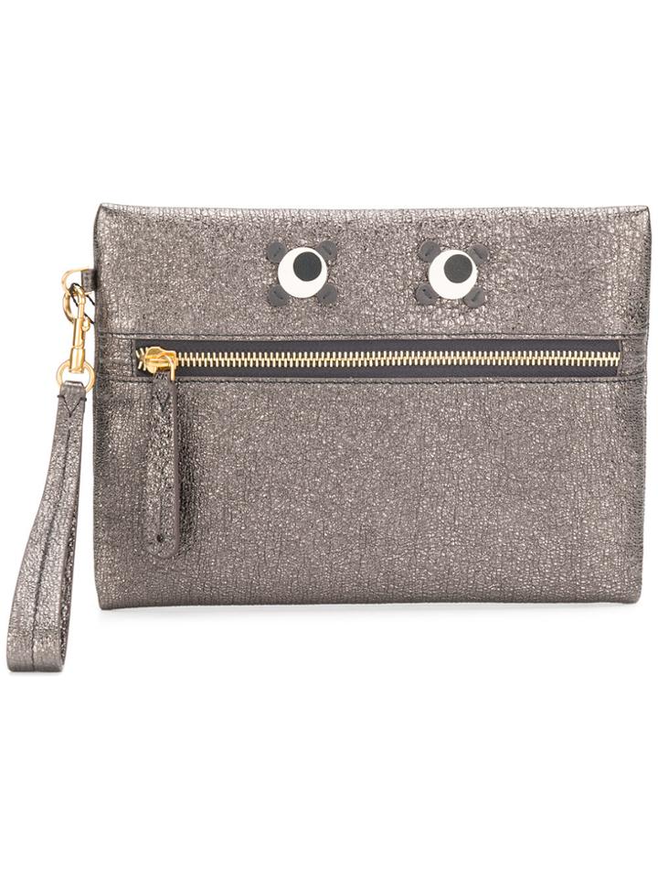 Anya Hindmarch Eyes Zip Clutch - Metallic