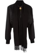 Givenchy Scarf Lapel Bomber Jacket, Women's, Size: 38, Black, Polyamide/cashmere/viscose/polyester
