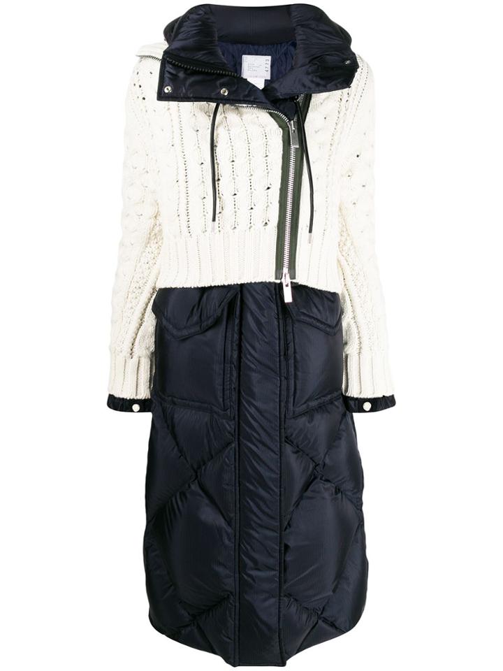 Sacai Hooded Padded Coat - Blue