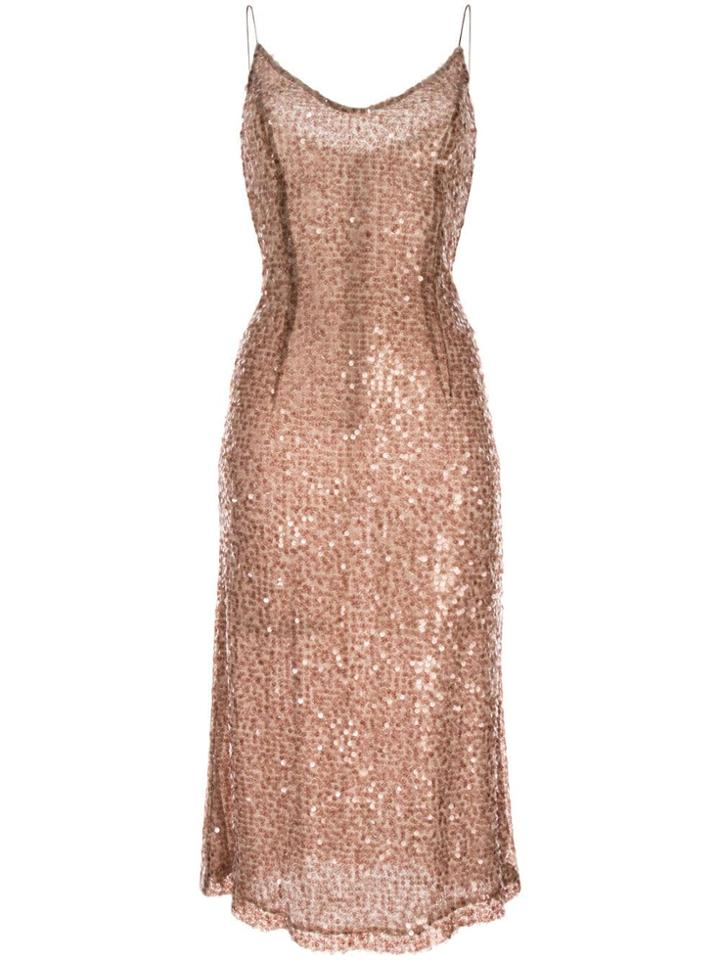 Walk Of Shame Sequined Midi Dress - Brown