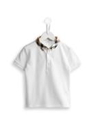 Burberry Kids - Check Collar Polo Shirt - Kids - Cotton - 9 Mth, White