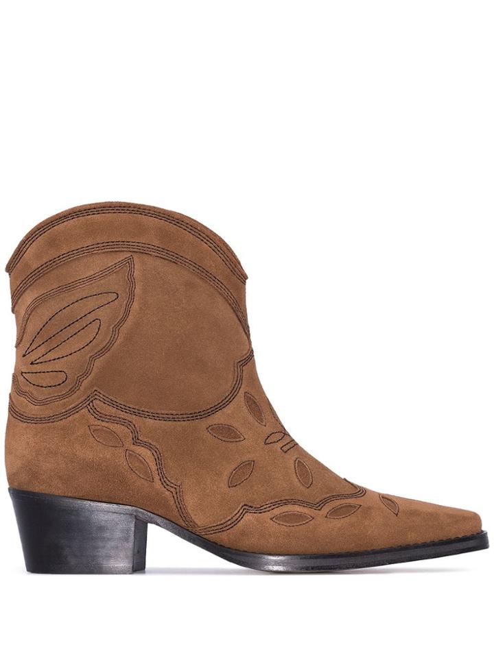 Ganni Brown Low Texas 40 Suede Ankle Boots