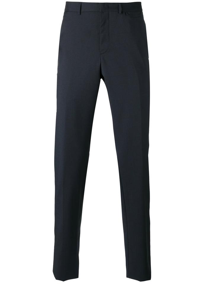 Z Zegna Tapered Trousers, Men's, Size: 52, Blue, Wool/acetate/viscose