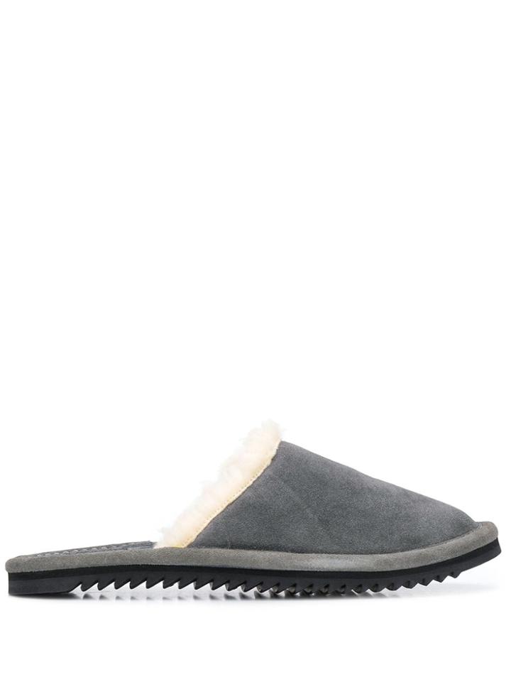 Julien David Shearling Slippers - Grey