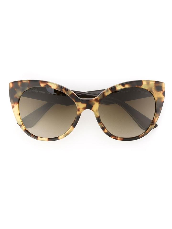 Miu Miu Eyewear Cat Eye Sunglasses, Brown, Acetate