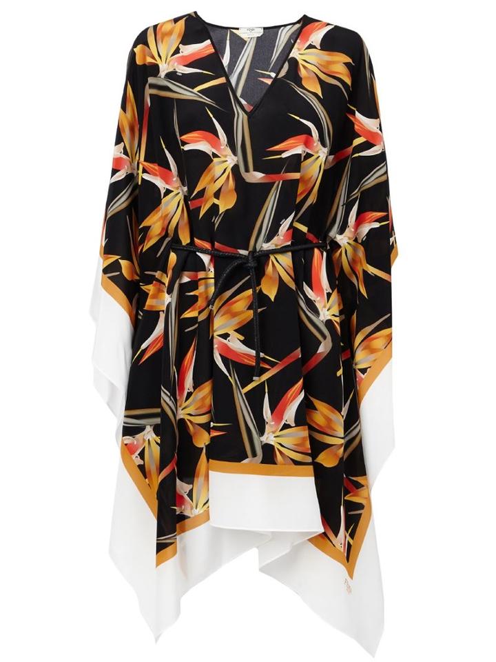 Fendi Bird Of Paradise Print Kaftan, Women's, Black, Silk