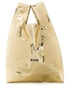 Msgm Metallic Shopper Tote - Gold