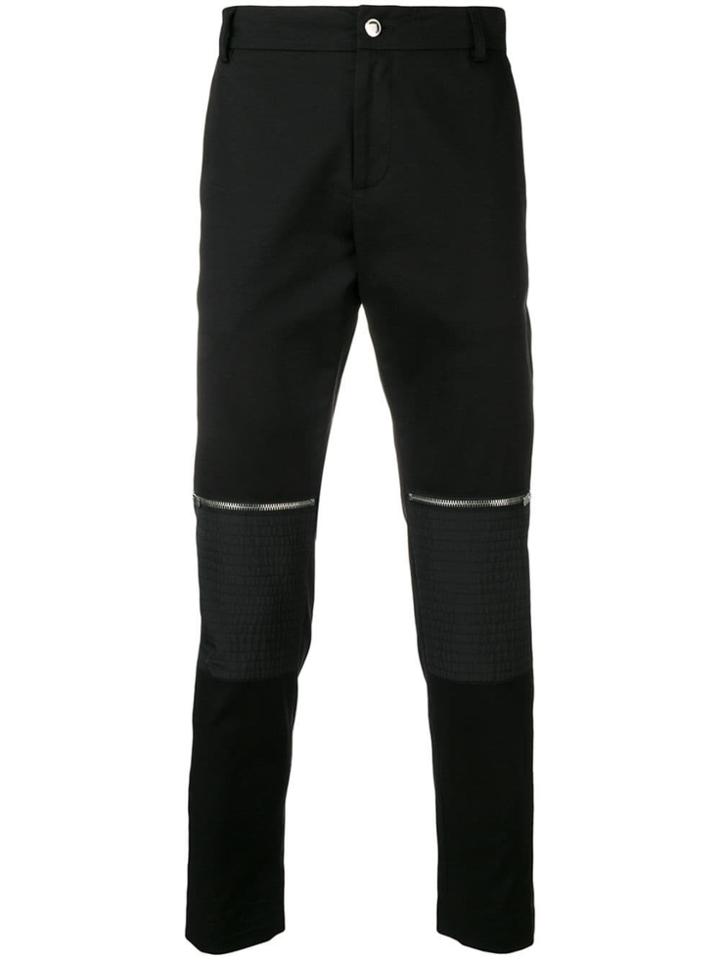 Les Hommes Urban Zip Knee Slim-fit Trousers - Black