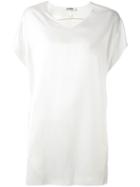 Jil Sander V Neck Long Fit T-shirt, Women's, Size: 36, White, Silk/viscose