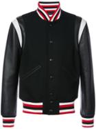 Givenchy - Striped Trim Bomber Jacket - Men - Calf Leather/wool - 46, Black, Calf Leather/wool