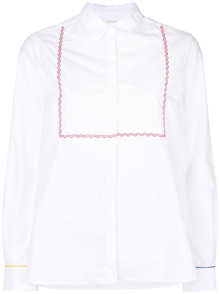 Chinti & Parker Embroidered Long-sleeve Shirt - White