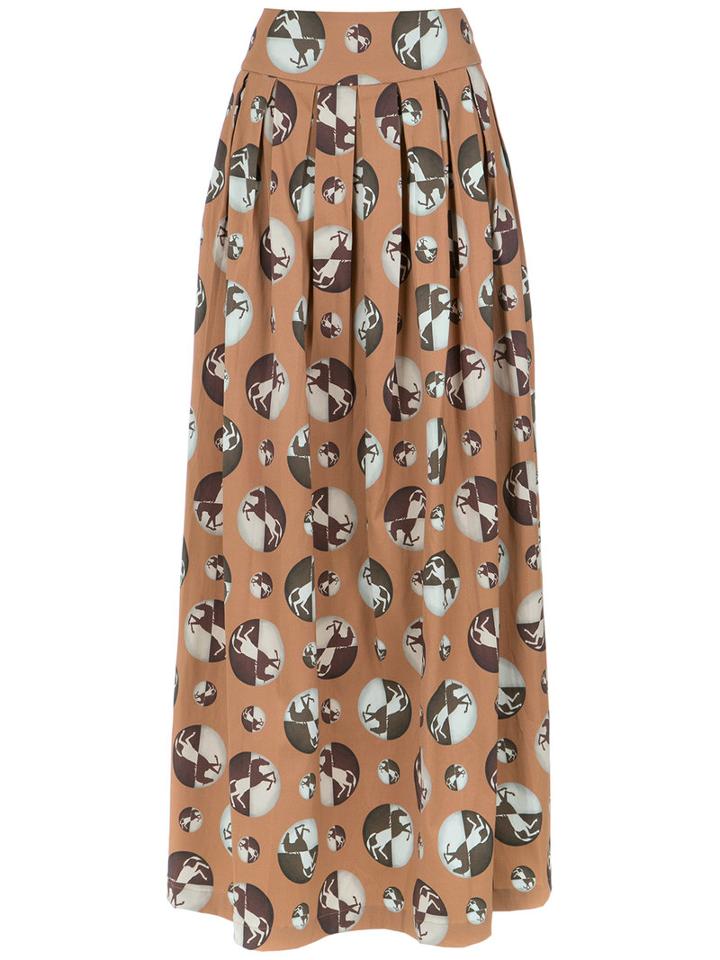 Adriana Degreas - Printed Maxi Skirt - Women - Cotton/spandex/elastane/viscose - G, Beige, Cotton/spandex/elastane/viscose