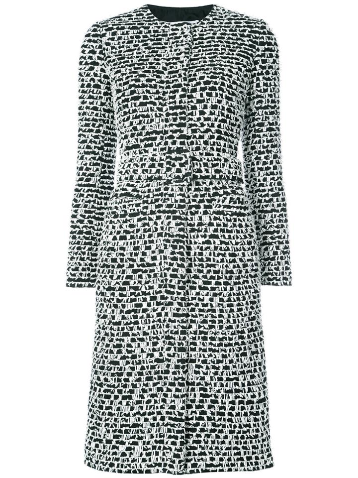 Oscar De La Renta Belted Textured Coat - Black