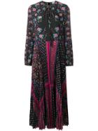 Red Valentino Pleated Floral-print Chiffon Dress - Black