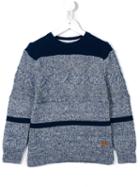 Boss Kids Aran Knit Contrast Jumper, Boy's, Size: 12 Yrs, Blue