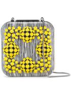 Manolo Blahnik - Striped Hangi Clutch Bag - Women - Leather - One Size, White, Leather
